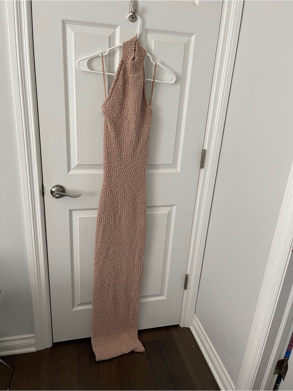JLuxLabel Sleeveless Knit Halter Maxi Dress in Blush Khaki XS NWT Stunning